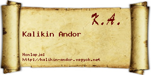 Kalikin Andor névjegykártya